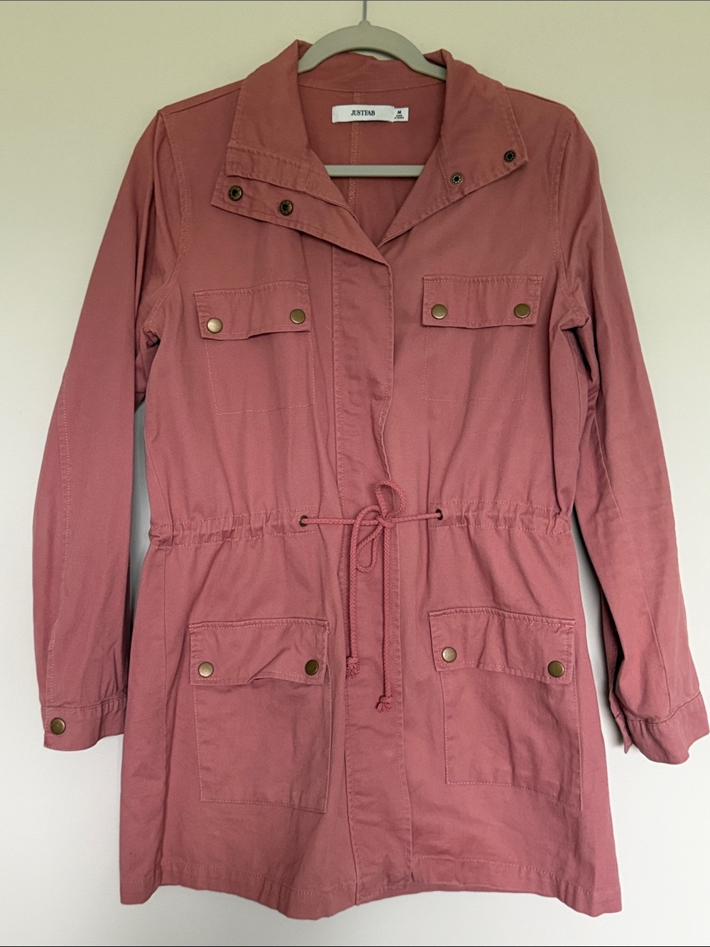 Dusty Rose Utility Jacket with drawstring waist